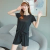 Pajama Women's Summer 2022 new Ice Silk thin short-sleeved shirt and shorts with chest pads, plus-size home wear two-piece set Application Scenario